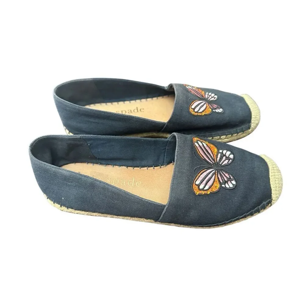 Kate Spade Aflutter Butterfly Embroidery Espadrille Flat Loafer Women Size 9B